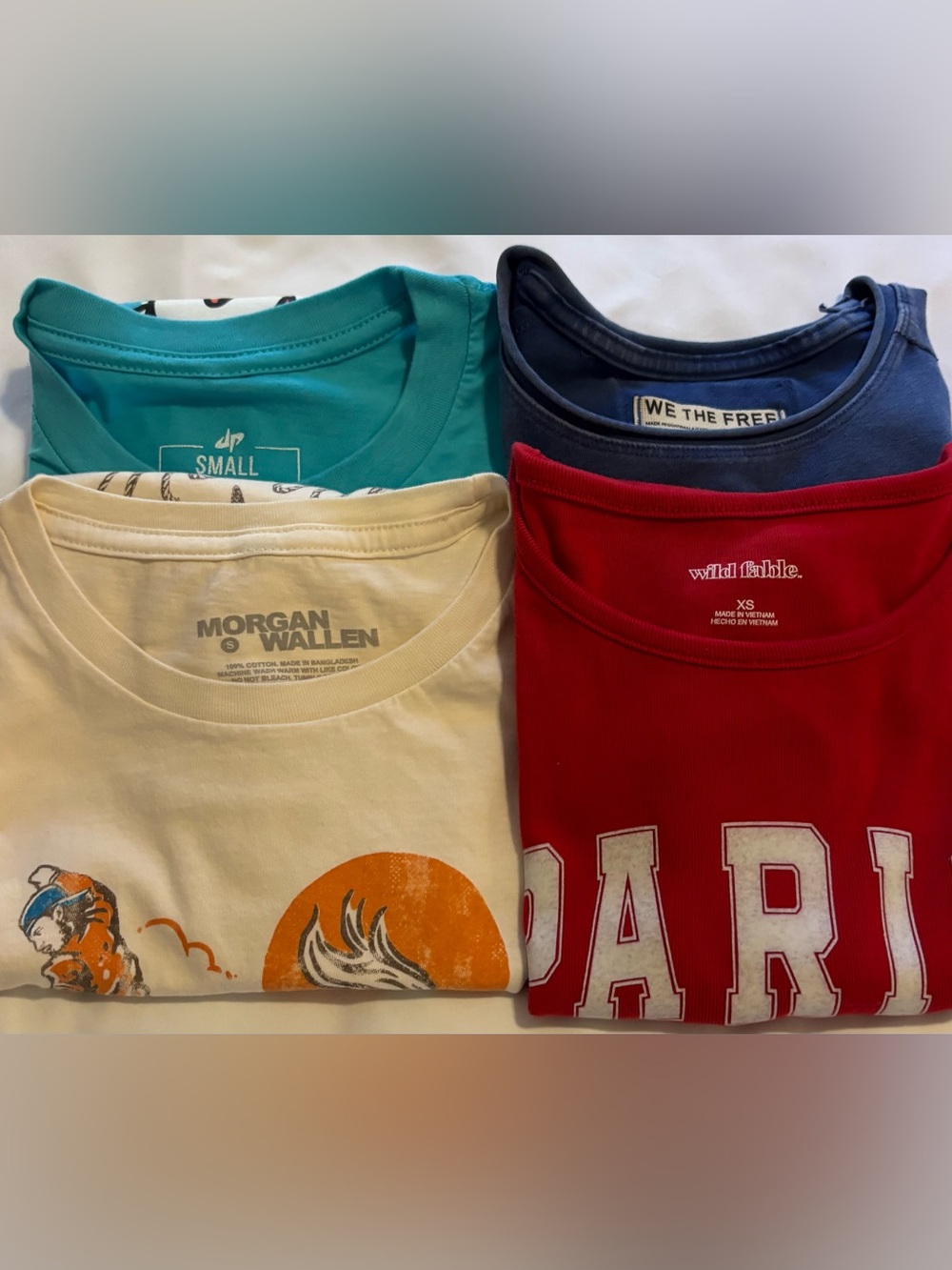 Teen Graphic Tee Bundle XS Small Y2K Paris Morgan Wallen Free People 4Pc